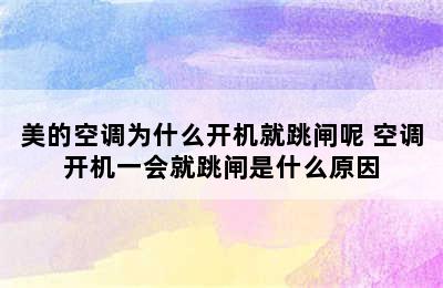 美的空调为什么开机就跳闸呢 空调开机一会就跳闸是什么原因